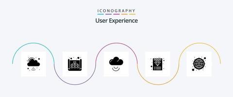 User Experience Glyph 5 Icon Pack Including web. internet. cloud . document. luxury vector
