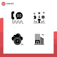 4 Universal Solid Glyphs Set for Web and Mobile Applications communication traning help life time Editable Vector Design Elements