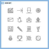 Universal Icon Symbols Group of 16 Modern Outlines of report finance human chart analysis Editable Vector Design Elements