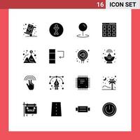 conjunto de 16 iconos de interfaz de usuario modernos signos de símbolos para elementos de diseño de vector editables de interfaz de usuario de ubicación de logro de montaña
