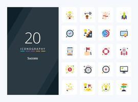 20 icono de color plano de éxito para la presentación vector