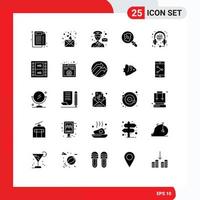 Pictogram Set of 25 Simple Solid Glyphs of sale ecommerce mail pollution search Editable Vector Design Elements