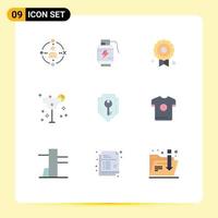 Universal Icon Symbols Group of 9 Modern Flat Colors of protection access certificate margarita glass Editable Vector Design Elements