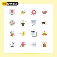16 Universal Flat Colors Set for Web and Mobile Applications computer lifebuoy birthday party celebration Editable Pack of Creative Vector Design Elements