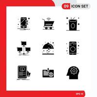 9 Creative Icons Modern Signs and Symbols of dish network drink connection database Editable Vector Design Elements