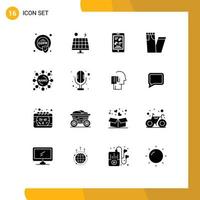 Set of 16 Modern UI Icons Symbols Signs for formula chemistry movie pants fashion Editable Vector Design Elements