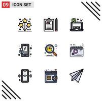 Pictogram Set of 9 Simple Filledline Flat Colors of data analysis plan security lock Editable Vector Design Elements