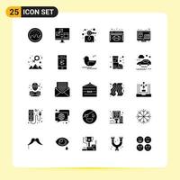 25 Universal Solid Glyphs Set for Web and Mobile Applications digital creative business data visualization analytics monitoring Editable Vector Design Elements