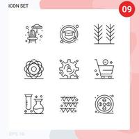 9 Universal Outline Signs Symbols of cart content storage wheat big data development orbit Editable Vector Design Elements