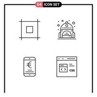 Set of 4 Modern UI Icons Symbols Signs for layout online school mobile code Editable Vector Design Elements