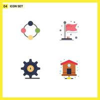 4 Universal Flat Icons Set for Web and Mobile Applications baby rattle investment rattle flag setting Editable Vector Design Elements