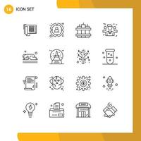 Pack of 16 creative Outlines of islam people strategic group business Editable Vector Design Elements