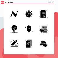 9 Creative Icons Modern Signs and Symbols of perfusion bag sheet lightbulb innovation Editable Vector Design Elements