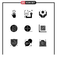 Mobile Interface Solid Glyph Set of 9 Pictograms of album kneef health service flower Editable Vector Design Elements