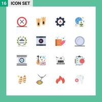 Group of 16 Modern Flat Colors Set for cancel cursor exit flippers global Editable Pack of Creative Vector Design Elements