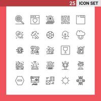 grupo universal de símbolos de iconos de 25 líneas modernas de fichas de dinero web de postre reproducir elementos de diseño vectorial editables vector