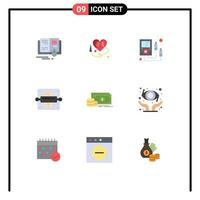 paquete de iconos de vector de stock de 9 signos y símbolos de línea para pago finanzas electrónica pan rodillo hornear elementos de diseño de vector editables