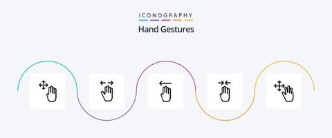 Paquete de iconos de la línea 5 de gestos con las manos que incluye tres. gesto. disminuir el zoom. cuatro dedos. izquierda