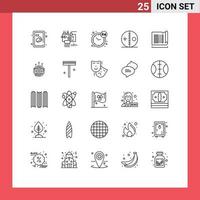 Pack of 25 Modern Lines Signs and Symbols for Web Print Media such as construction puncture clock halloween costume Editable Vector Design Elements