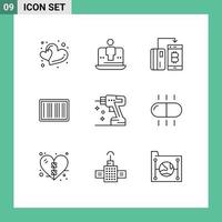 Set of 9 Modern UI Icons Symbols Signs for shopping barcodes marketing barcode money Editable Vector Design Elements