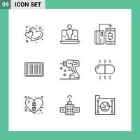 Set of 9 Modern UI Icons Symbols Signs for shopping barcodes marketing barcode money Editable Vector Design Elements