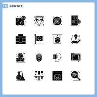 Set of 16 Modern UI Icons Symbols Signs for webinar forum electricity revenue finance Editable Vector Design Elements