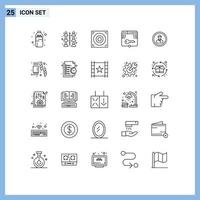 Set of 25 Modern UI Icons Symbols Signs for human avatar design login web Editable Vector Design Elements