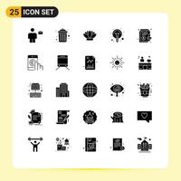 25 Solid Glyph concept for Websites Mobile and Apps agreement light recycle ideas education Editable Vector Design Elements