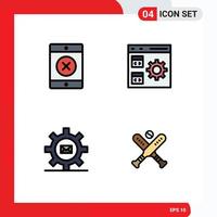 Universal Icon Symbols Group of 4 Modern Filledline Flat Colors of locked email coding management message Editable Vector Design Elements