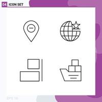 Line Pack of 4 Universal Symbols of minimize align marker globe right Editable Vector Design Elements