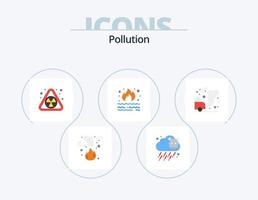 diseño de iconos del paquete de iconos planos de contaminación 5. . . gas. polución. medioambiente vector