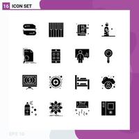 Set of 16 Modern UI Icons Symbols Signs for pray man sound islam law Editable Vector Design Elements