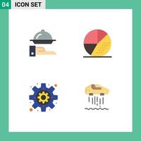 4 Thematic Vector Flat Icons and Editable Symbols of food business serving optimization settings Editable Vector Design Elements