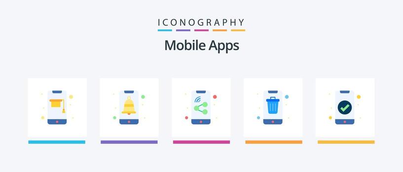 paquete de iconos planos de aplicaciones móviles 5 que incluye la aplicación. móvil. usuario. Eliminar. aplicación diseño de iconos creativos vector