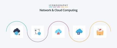 Network And Cloud Computing Flat 5 Icon Pack Including folder. computing. monitor. technology. cloud vector