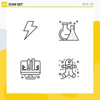 4 iconos creativos signos y símbolos modernos de planificación energética prueba de matraz jengibre elementos de diseño vectorial editables vector