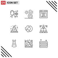 paquete de iconos vectoriales de stock de 9 signos y símbolos de línea para elementos de diseño de vectores editables de vídeo de bloque de internet de boya de señal