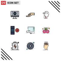 Mobile Interface Filledline Flat Color Set of 9 Pictograms of interface card human audio new Editable Vector Design Elements