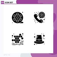 Pack of 4 creative Solid Glyphs of real honey paint medical viscous Editable Vector Design Elements