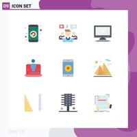 Stock Vector Icon Pack of 9 Line Signs and Symbols for laptop computer video pc device Editable Vector Design Elements