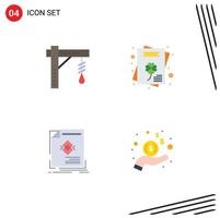 Editable Vector Line Pack of 4 Simple Flat Icons of brightness advertisement halloween greeting card magazine Editable Vector Design Elements