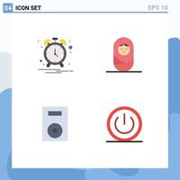 Modern Set of 4 Flat Icons and symbols such as alarm technology baby devices basic Editable Vector Design Elements