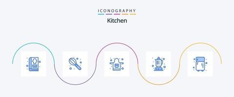 Paquete de 5 iconos de cocina azul que incluye. refrigerador. cocinero. cocina. cocina vector