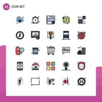 Set of 25 Modern UI Icons Symbols Signs for network data control left up arrows Editable Vector Design Elements