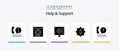 Help And Support Glyph 5 Icon Pack Including interface. customer. protection. support. help. Creative Icons Design vector