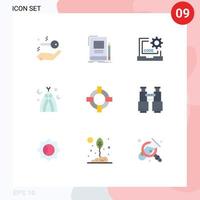 Set of 9 Modern UI Icons Symbols Signs for help mosque code month programming Editable Vector Design Elements