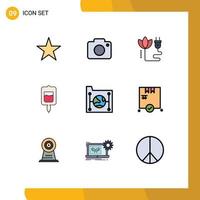 Universal Icon Symbols Group of 9 Modern Filledline Flat Colors of document cloud energy samples test Editable Vector Design Elements