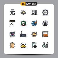 16 iconos creativos signos y símbolos modernos de electrodomésticos de hierro oficina de trabajo elementos de diseño de vectores creativos editables