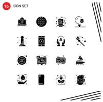 Pictogram Set of 16 Simple Solid Glyphs of learning education food love love Editable Vector Design Elements