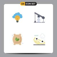 Flat Icon Pack of 4 Universal Symbols of idea flour focus industry flour sack Editable Vector Design Elements